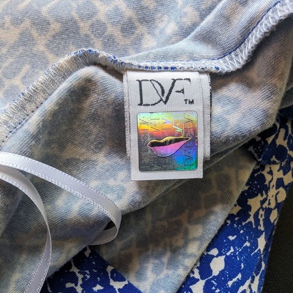 DVF Diane Von Furstenberg sleeveless blue white wrap yahzi short dress sz‎ S - Picture 8 of 12